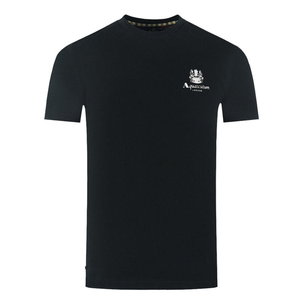 Aquascutum London Aldis Brand Logo On Chest Black T Shirt