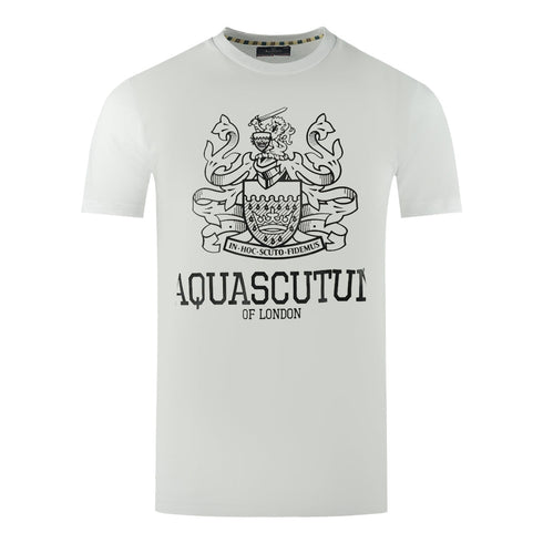 Aquascutum Large Bold London Aldis Brand Logo White T Shirt