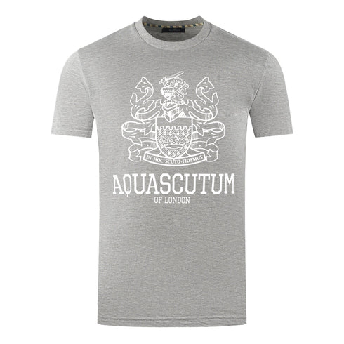 Aquascutum Large Bold London Aldis Brand Logo Grey T Shirt