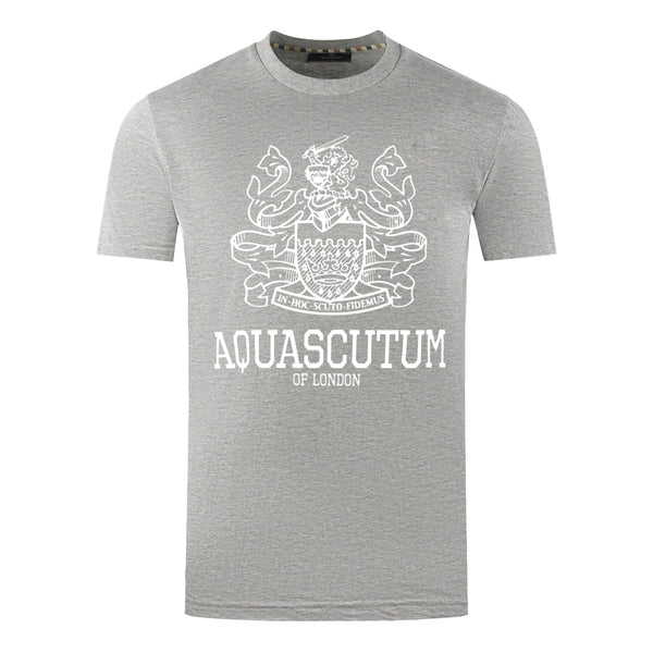 Aquascutum Large Bold London Aldis Brand Logo Grey T Shirt