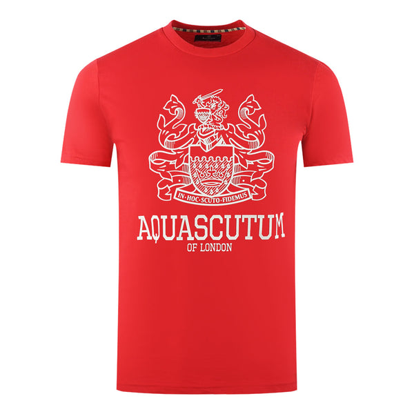 Aquascutum Large Bold London Aldis Brand Logo Red T Shirt