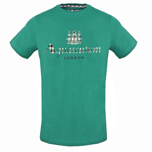 Aquascutum Classic Check Logo Green T Shirt