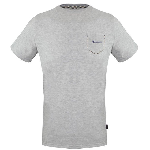 Aquascutum Check Pocket Trim Grey T-Shirt - Nova Clothing