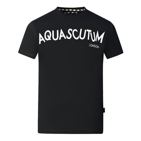 Aquascutum Distorted Logo Black T Shirt - Style Centre Wholesale