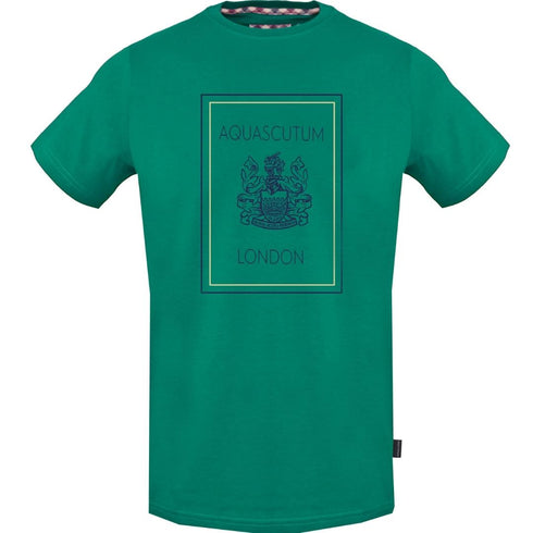 Aquascutum Navy London Logo Green T Shirt