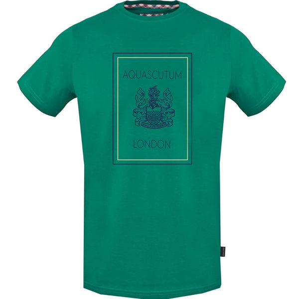 Aquascutum Navy London Logo Green T Shirt