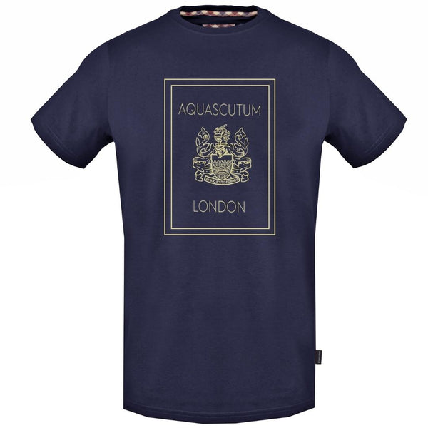 Aquascutum Gold London Logo Navy T Shirt