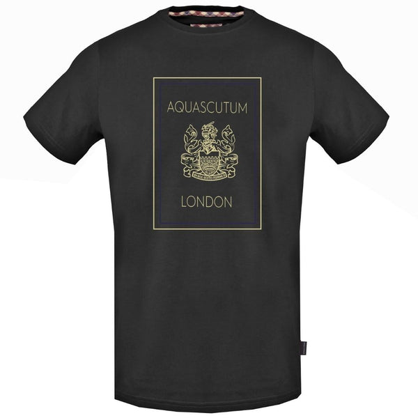 Aquascutum Gold London Logo Black T Shirt