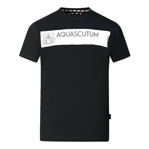 Aquascutum Block Brand Logo Black T Shirt
