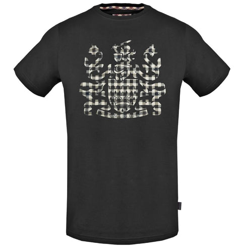 Aquascutum Check Aldis Crest Black T Shirt
