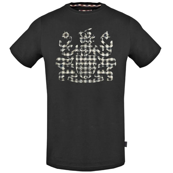 Aquascutum Check Aldis Crest Black T Shirt