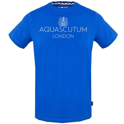 Aquascutum Bold London Logo Blue TShirt TSIA126 81