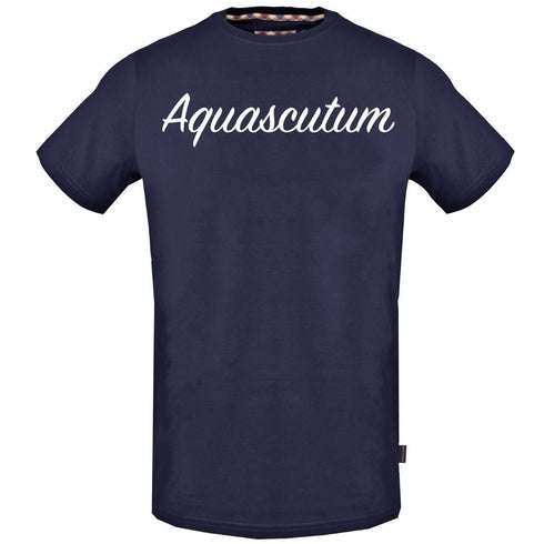 Aquascutum Signature Logo Navy T Shirt