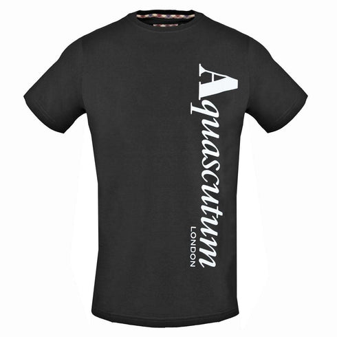 Aquascutum Vertical Logo Black T-Shirt - Nova Clothing