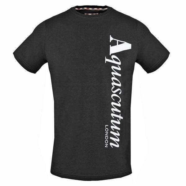 Aquascutum Vertical Logo Black T-Shirt - Nova Clothing