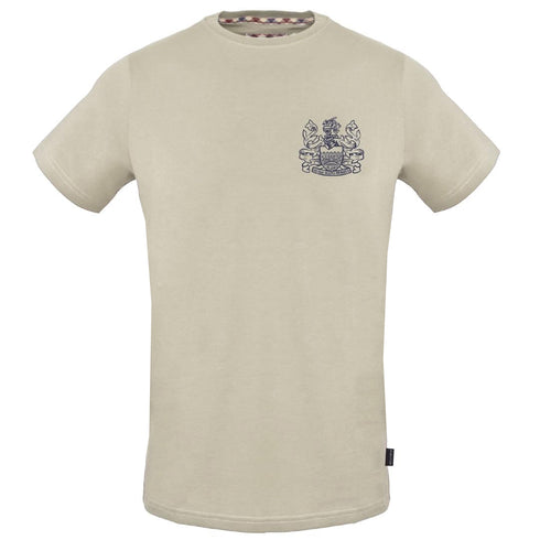 Aquascutum Stitched Aldis Logo Beige T Shirt TSIA29 12