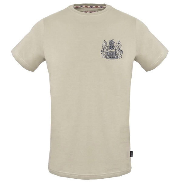 Aquascutum Stitched Aldis Logo Beige T Shirt TSIA29 12