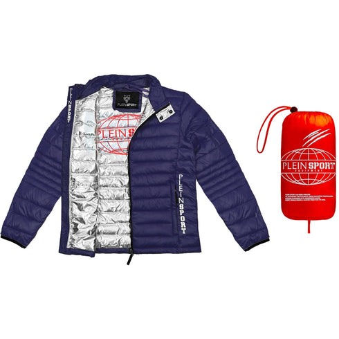 Plein Sport Plain Padded Navy Blue Jacket