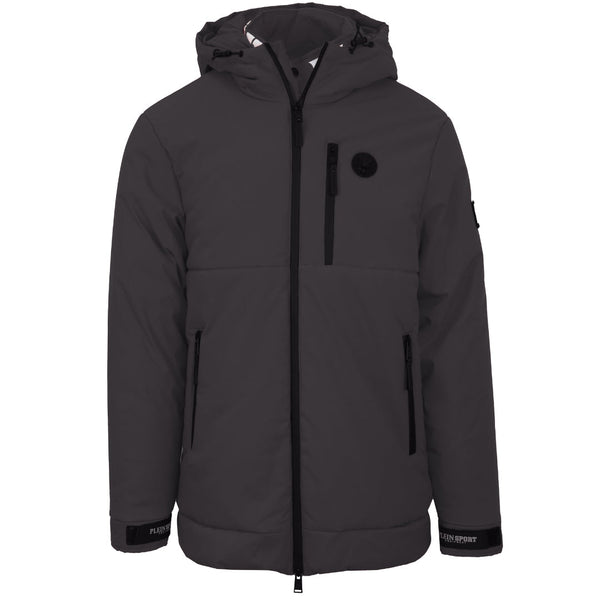Plein Sport Padded Small Circular Logo Branded Grey Jacket - Style Centre Wholesale