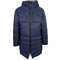 Plein Sport Padded Small Circular Logo Branded Navy Blue Long Jacket - Style Centre Wholesale