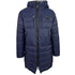 Plein Sport Padded Small Circular Logo Branded Navy Blue Long Jacket - Style Centre Wholesale