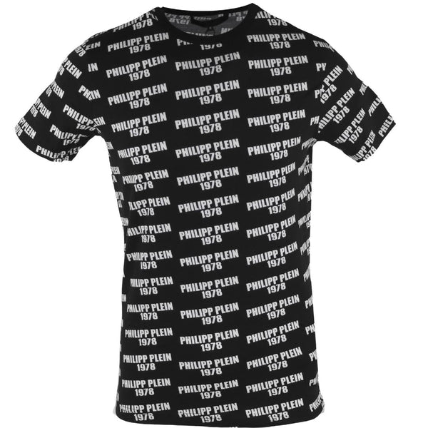 Philipp Plein 1978 All Over Logo Black Underwear T Shirt - Style Centre Wholesale