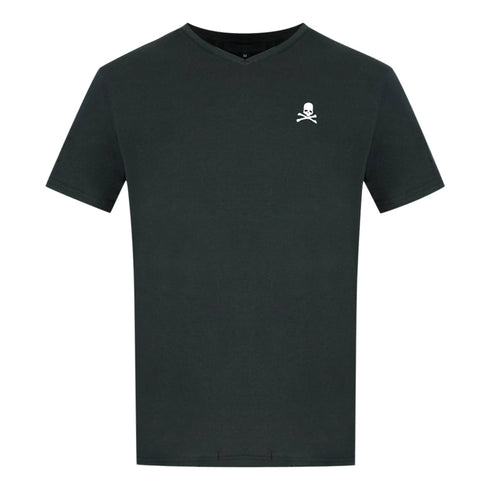 Philipp Plein Skull And Crossbones Logo Black Underwear V Neck T Shirt