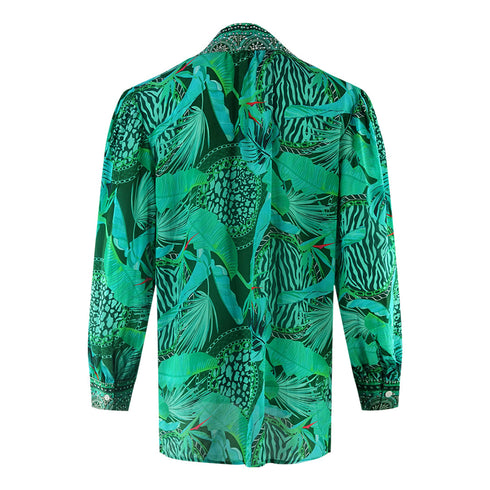 Inoa Valdivian Rainforest 1202114 Green Long Sleeve Blouse Silk Shirt