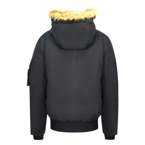 Diesel W Jame 21 Faux Fur Trimmed Black Bomber Jacket