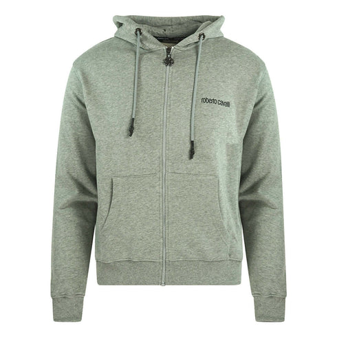 Roberto Cavalli Tiger Logo Hooded Grey Sweater Jacket