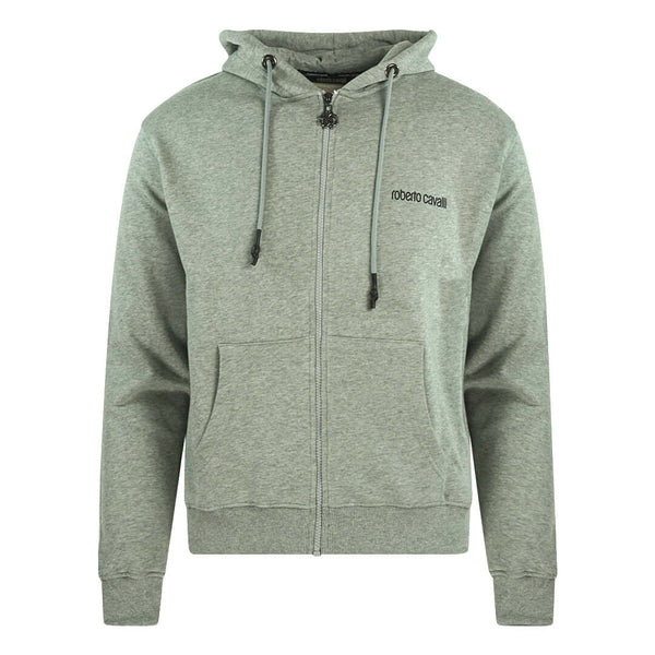 Roberto Cavalli Tiger Logo Hooded Grey Sweater Jacket