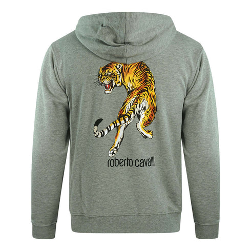Roberto Cavalli Tiger Logo Hooded Grey Sweater Jacket