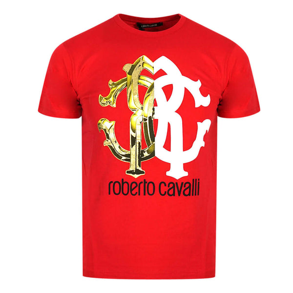Roberto Cavalli Monogram Print Red T-Shirt